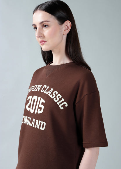 Oversized athleisure tee Brown