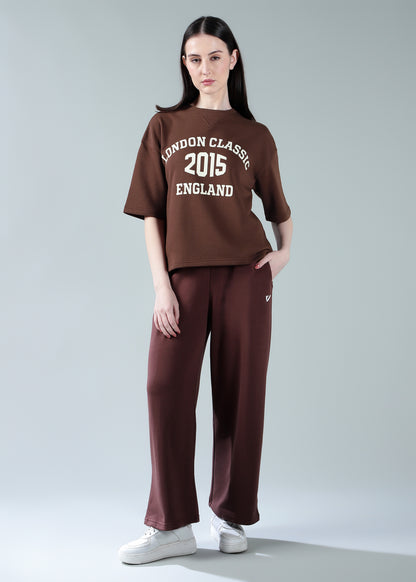 Oversized athleisure tee Brown