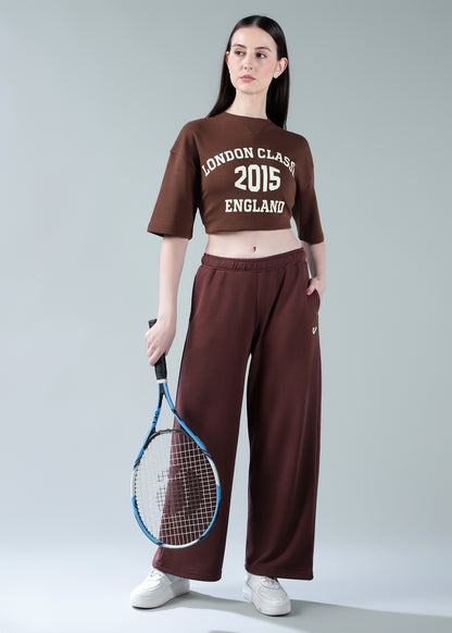 Oversized athleisure tee Brown