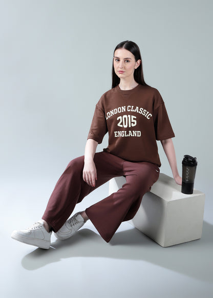 Oversized athleisure tee Brown