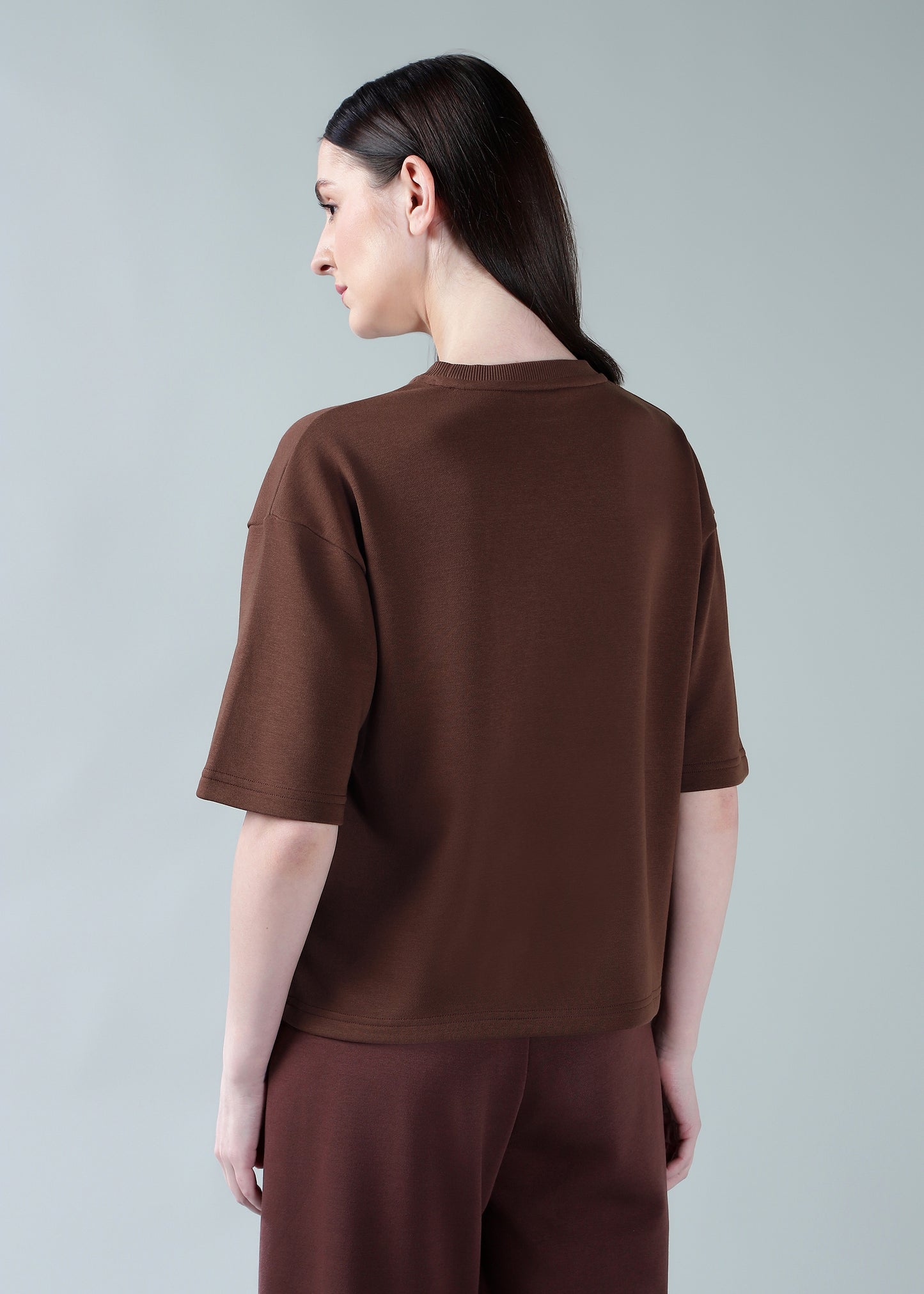 Oversized athleisure tee Brown