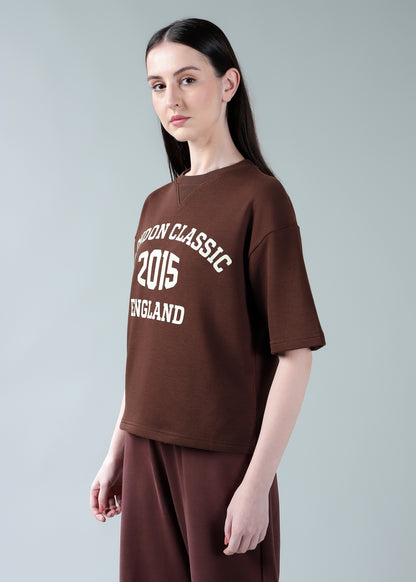 Oversized athleisure tee Brown