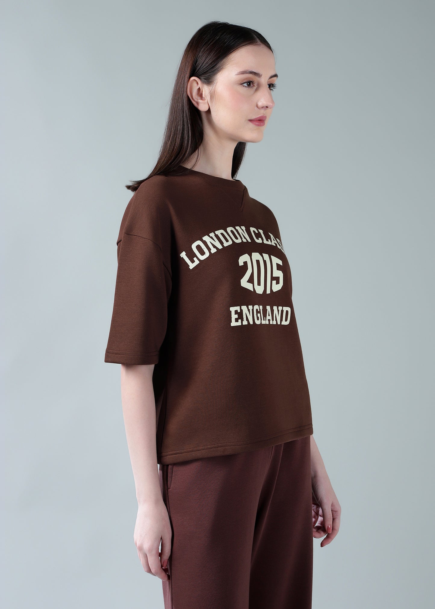 Oversized athleisure tee Brown