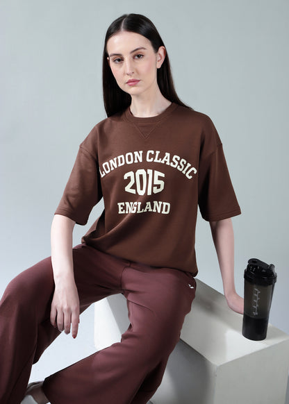Oversized athleisure tee Brown